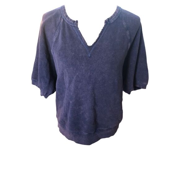 Distressed Sundance blue distressed wash vee neck short sketch cotton light pull - Picture 3 of 11